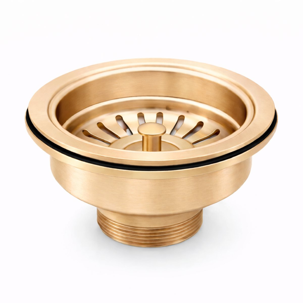 Waterval Korfplugset Ø114 mm – Gootsteen Afvoerplug – RVS 304 – G1½ – Geborsteld – Zonder Overloop – Goud
