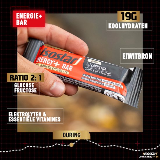 Isostar - Long Energy +3H - Reep - Banana - Chocolate - 15 x 32 gr — afbeelding 3