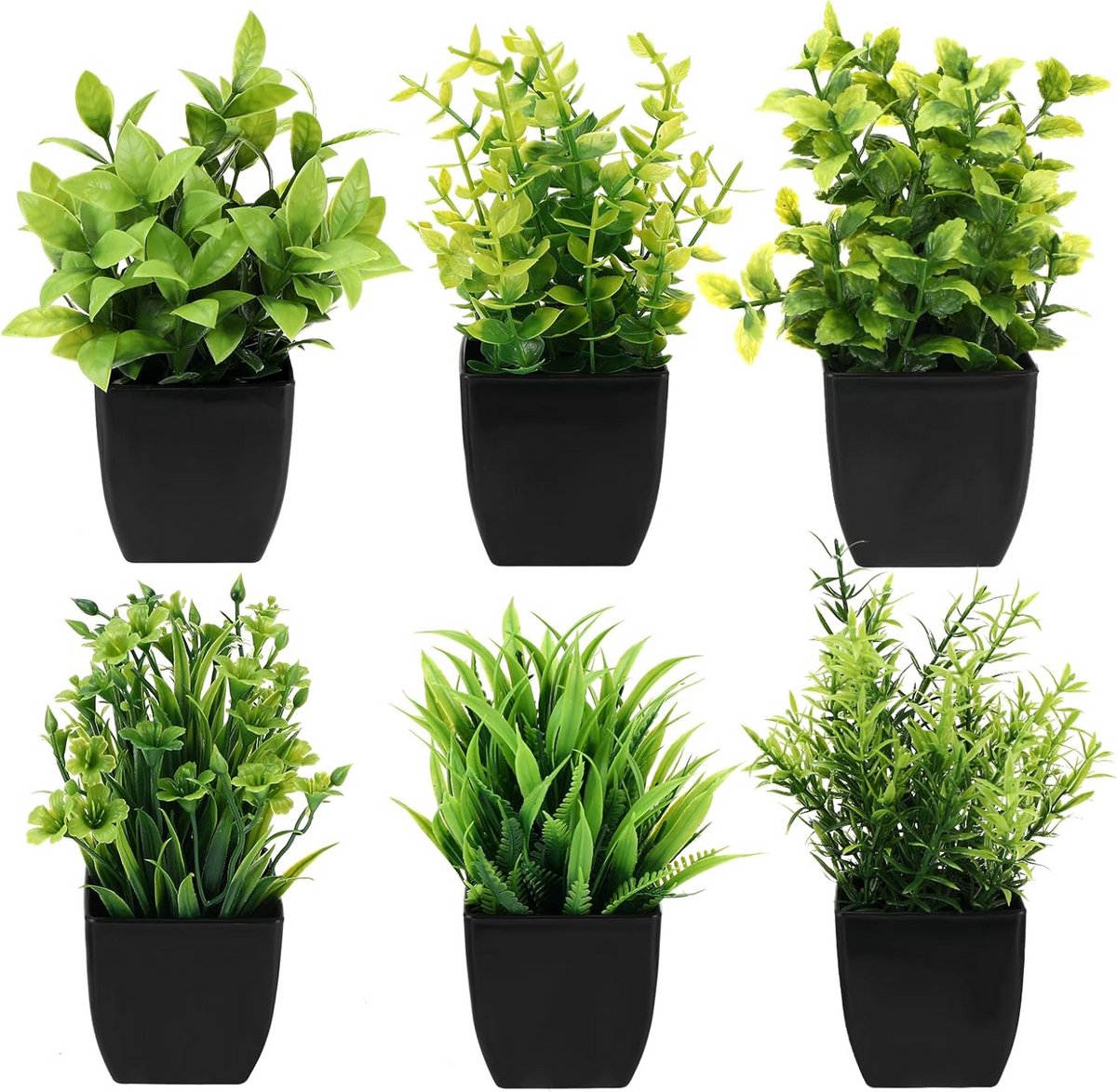 Kleine Kunstplanten in Pot - 6 Stuks voor Binnendecoratie