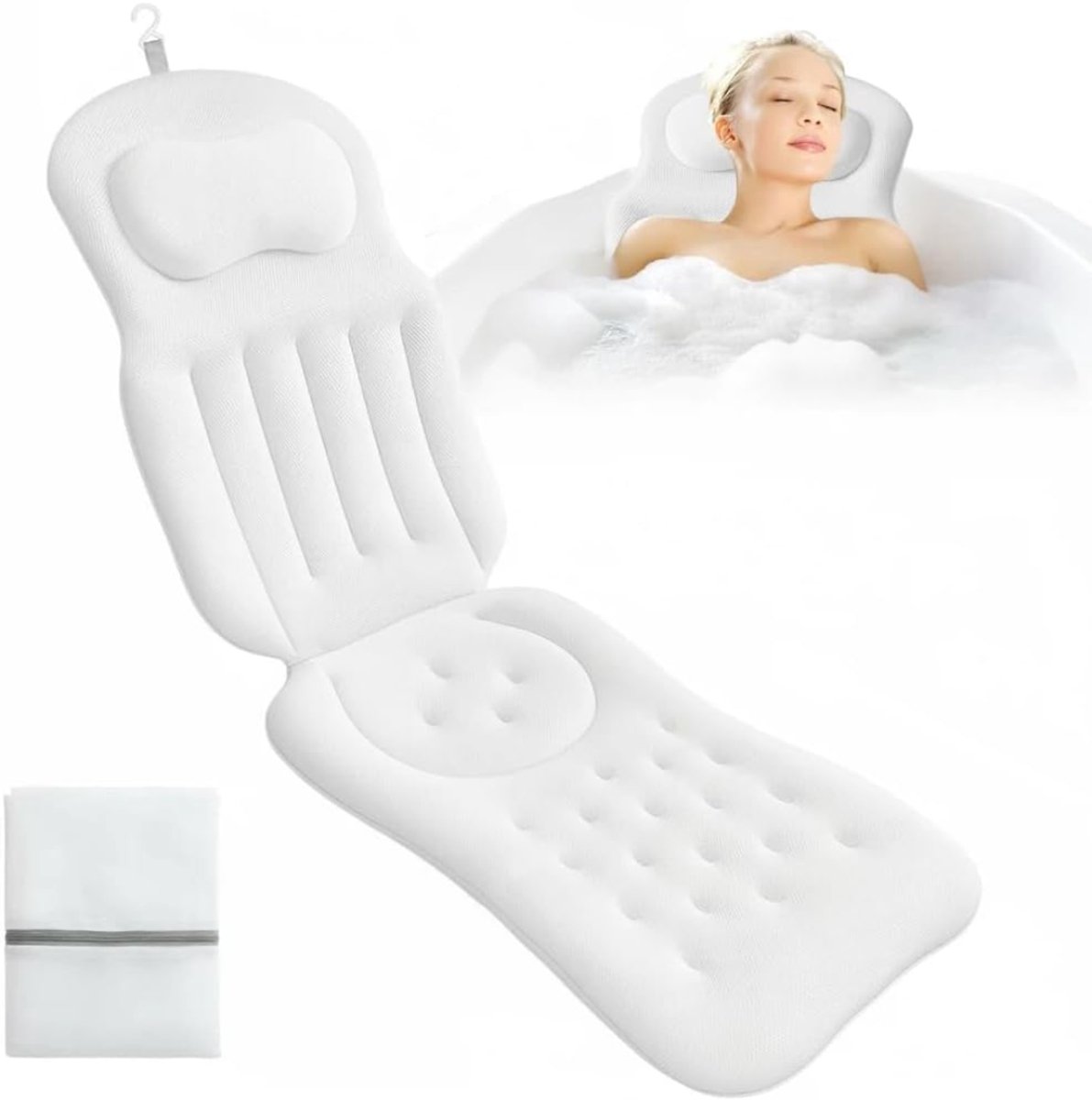 DnA® Badkussen - Badkussens Voor in Bad - Badplank - Wit - 35cm x 20cm x 6cm