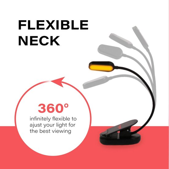 Leeslamp met Blauwlichtblokkering – Oplaadbare Amberkleurige Klem Lamp voor Comfortabel Lezen in Bed — afbeelding 3