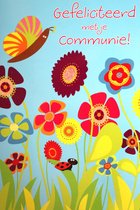 6 Luxe Communie Wenskaarten - Kaart Wens Kaart Communie Plechtig Kerk Christelijk - Communion Kommunion - Eerste Communie - 16.2x11.5cm - Bloemen - Met Envelop - Art of Cards - Gratis Verzonden - Hoge Afnamekortingen