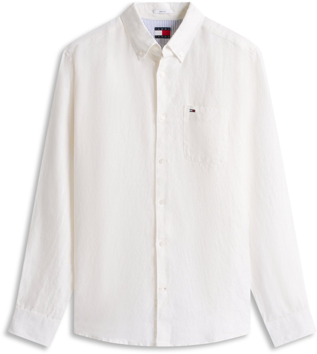 Tommy Jeans Overhemd Tjm Reg Linen Shirt Dm0dm22760 Ybl Ecru Mannen Wit