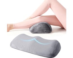Kniekussen van traagschuim - Beenkussen - Geschikt voor zij- en rugslapers - Comfortabel en ergonomisch - Grijs - 55 cm x 30 cm x 14,5 cm