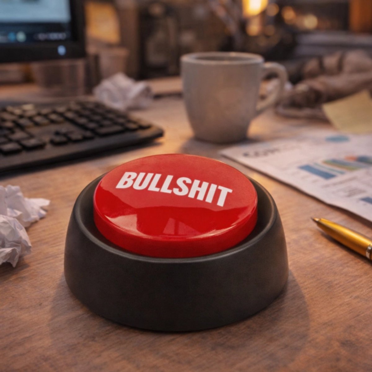 Bullshit Button 9 cm in Giftbox – Geluidsknop met Humor – Origineel Cadeau