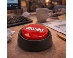 Bullshit Button – Grappige Geluidknop – 6 Hilarische Geluiden – Compact Formaat 9 cm – Perfect voor Kantoor, Thuis of als Cadeau – Humoristische Gadget voor Alle Leeftijden