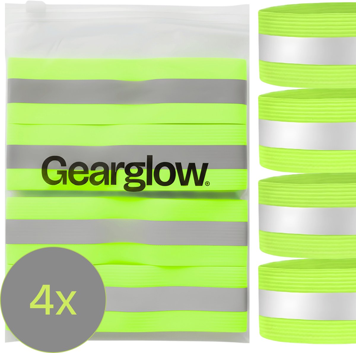 Hardloop Armbanden - 4 stuks - Verstelbaar - In Bewaarzakje - Reflecterende Armbanden van GearGlow®