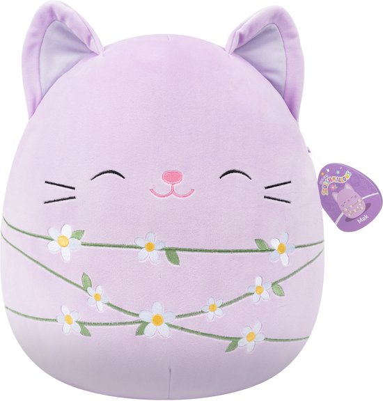 Squishmallows - Little Plush - Mak - Lavender Cat Wrapped W/Flower Stems - 19cm Plush