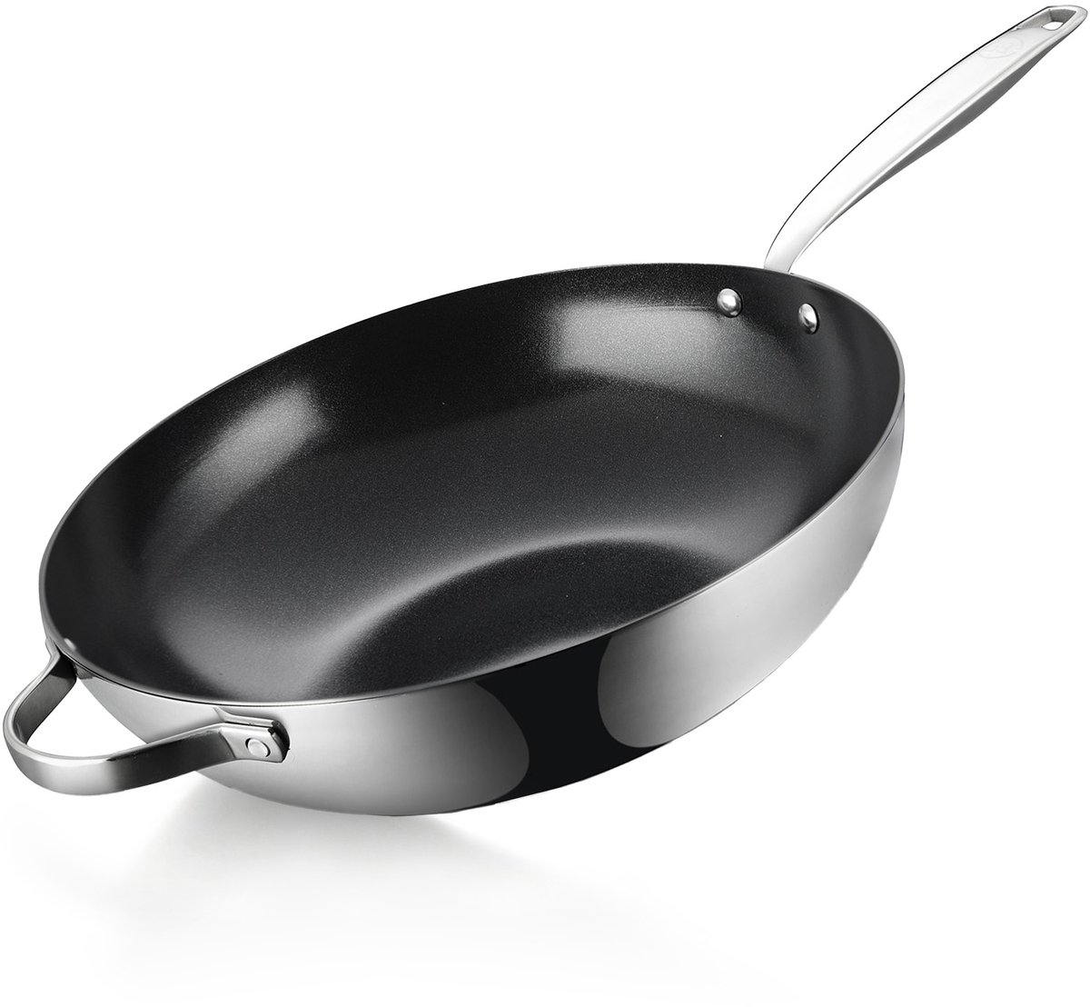 BE Living RVS Wokpan - Ø 32 cm - Keramisch - Inductie Pan - PFAS Vrij Anti Aanbak - Bakpan - Essential Series van BE Living
