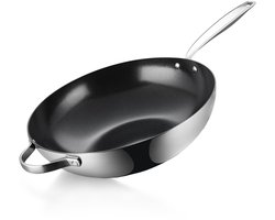 BE Living RVS Wokpan - Ø 32 cm - Keramisch - Inductie Pan - PFAS Vrij Anti Aanbak - Bakpan - Essential Series