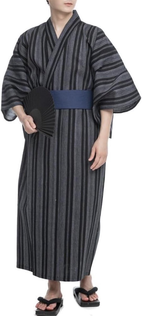 Traditionele Japanse Heren Kimono Yukata Katoenen Baddoek