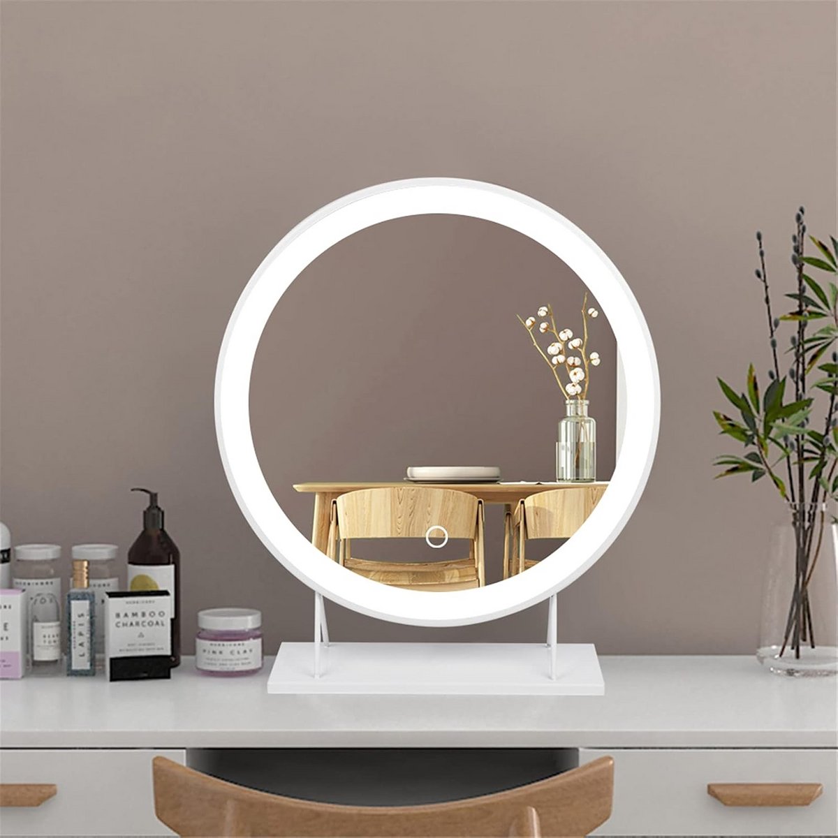 Verlichte Make-up Tafelspiegel met LED en Aanraakbediening