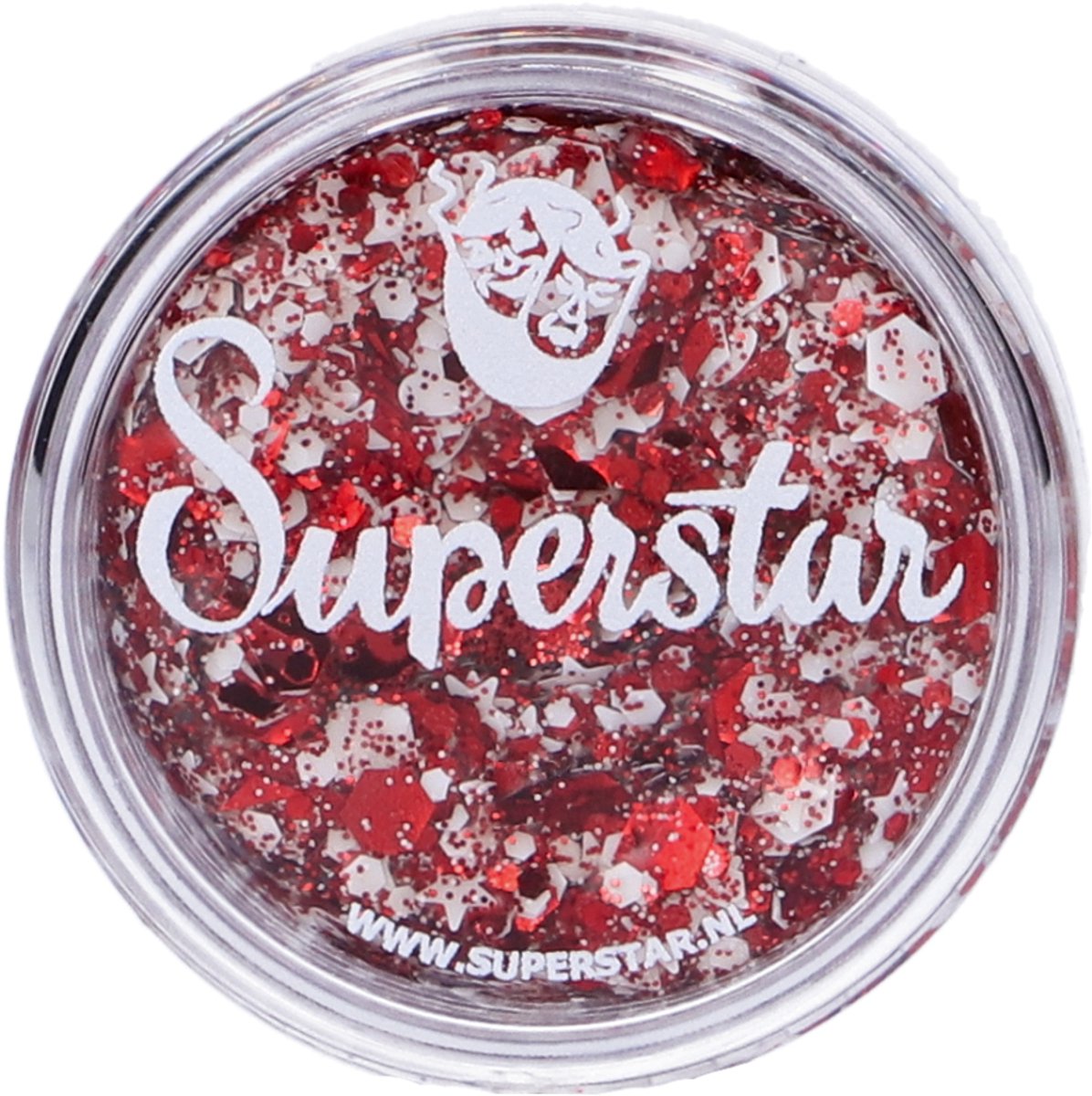 Superstar Chunkey Glitter Cream White & Red