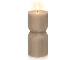 LED Kaars op Batterijen - Flikkerende Vlam - Diner Kaarsen - 18 x 7,5 cm - Bruin - YULA Living
