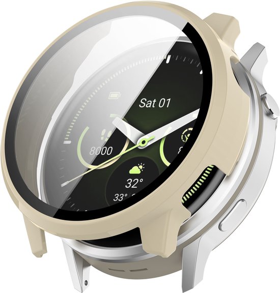 Stravo Screen protector case voor Garmin Venu 4 45mm - Full Cover Hard Case / Beschermend Hoesje - Wit - Garmin Smartwatch screenprotectors