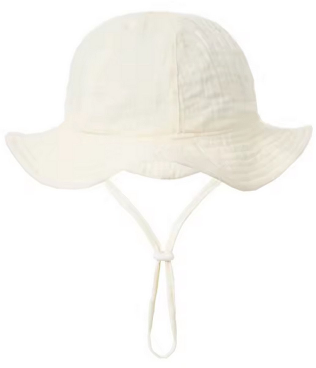 ZOETTT Hydrofiele Baby Zonnehoedje - Off White - voor 3-12 maanden - Strandhoedje - Zomer Accessoire