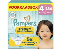 Pampers Premium Protection Maat 4 - 186 Luiers - 9kg-14kg - Voorraadbox