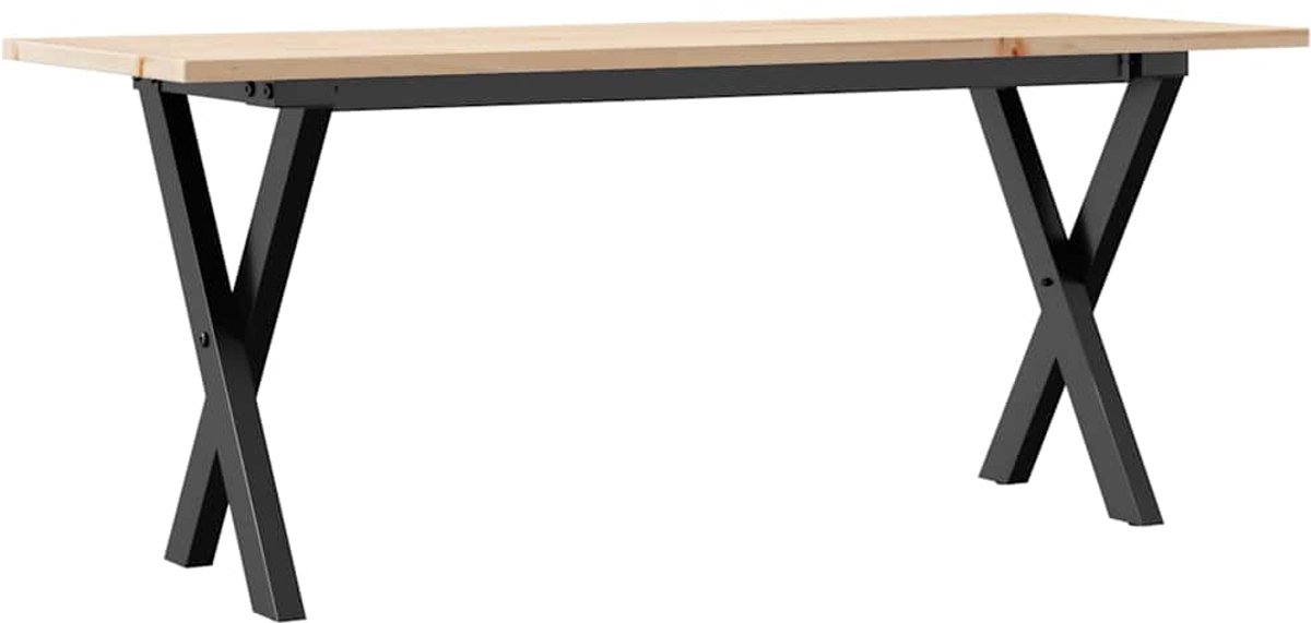 vidaXL Salontafel - X-frame - 110x40x45 - cm - massief - grenenhout - en - staal Bruin