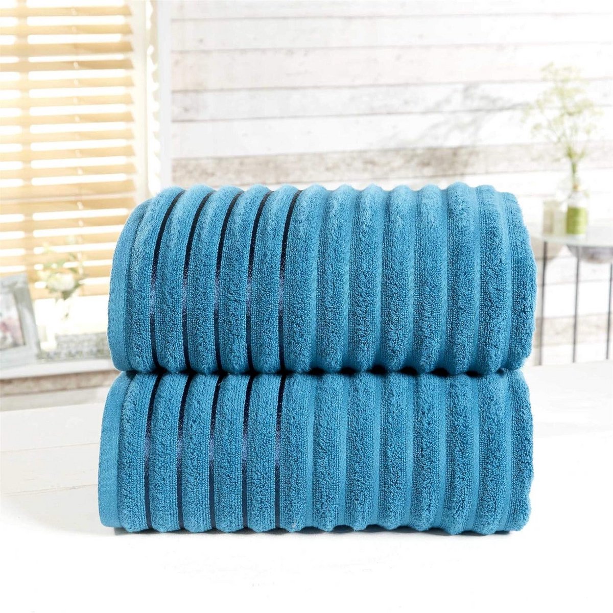 Luxe 2-Delige Handdoekenset Katoen Ribbelstructuur - Badlaken (90x140 cm) in Antraciet