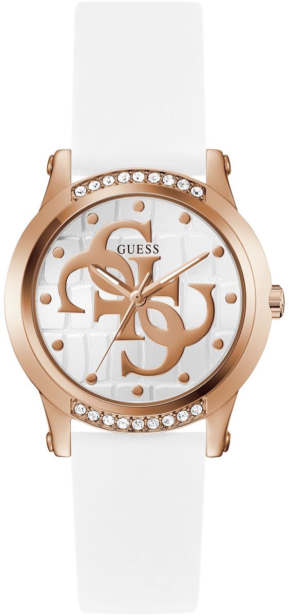 Guess Annette Quartz Analoog Horloge Wit Case: 100% Recycled Steel | Armband: 100% Silicone 36 mm GW0860L2, GW0860L4