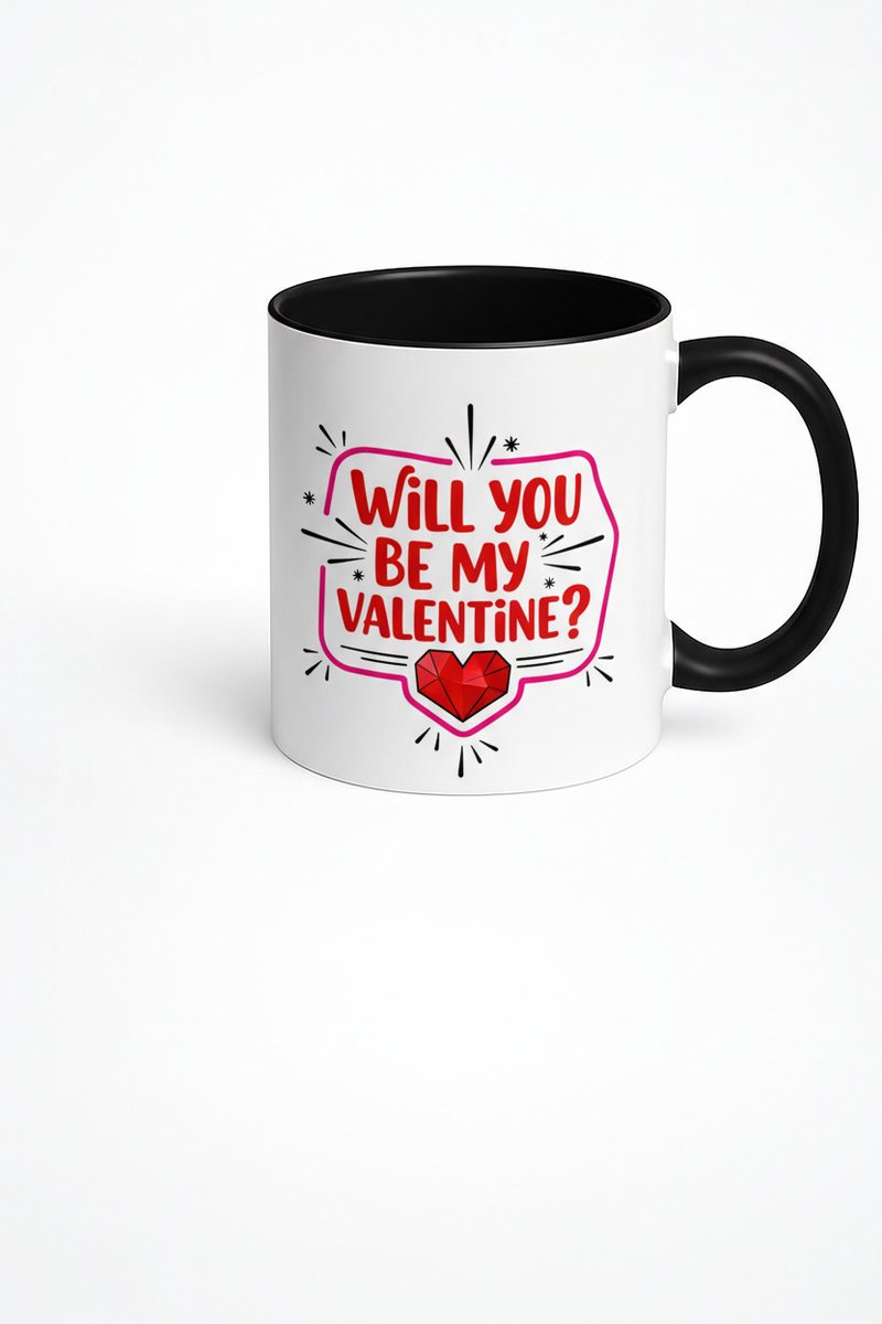 Mok 'Will You Be My Valentine?' - Romantisch Valentijn Cadeau met Hart
