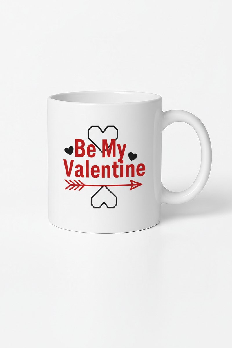 Valentijn Mok - 'Be My Valentine' Met Hartjes & Pijl - Romantisch Cadeau