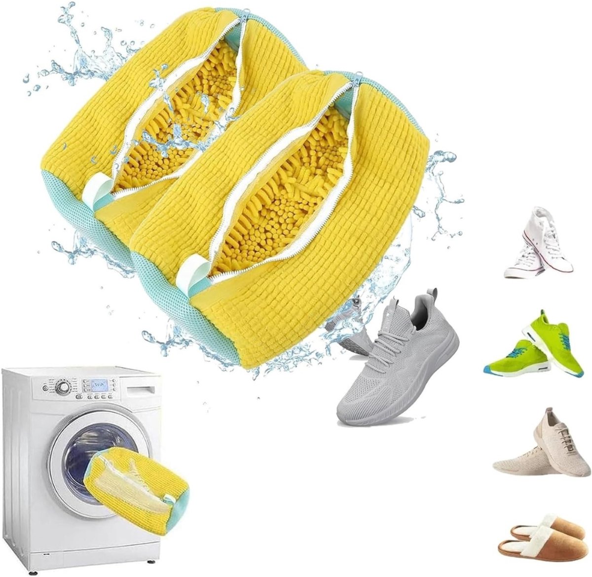 Famanu – Set van 2 herbruikbare waszakken - geschikt voor wasmachine - duurzaam materiaal - beschermt schoenen en delicate kleding - lichtgewicht - eenvoudig te gebruiken en schoon te maken