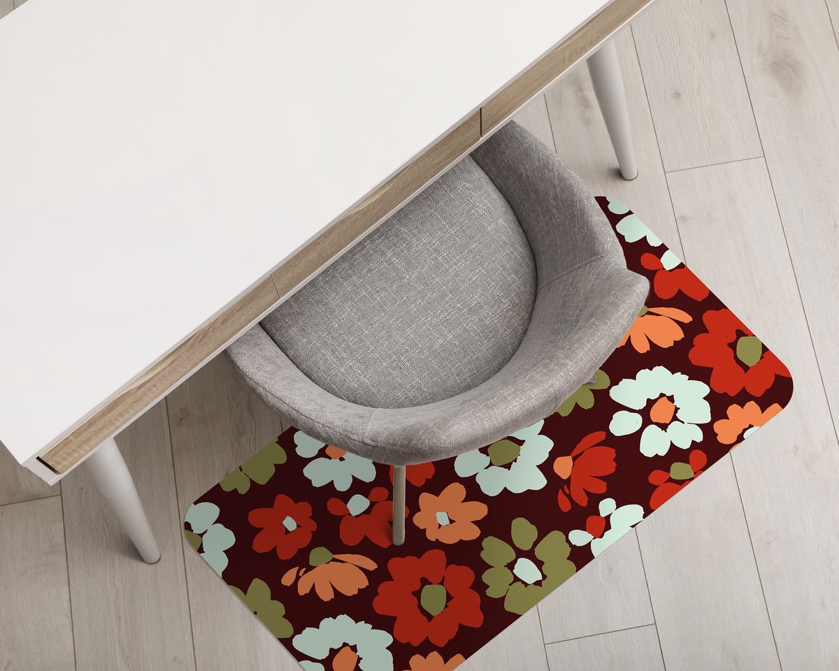 Coloray Vloerbeschermer - Wilde bloemen Vloerbeschermer Bureaustoel - 100x70 cm - Veelkleurig Vloerbeschermer Harde Vloer - Motif Vloerbeschermer - Mótif Bureaustoelmat - Rechthoekige Mat - Natuur Thema