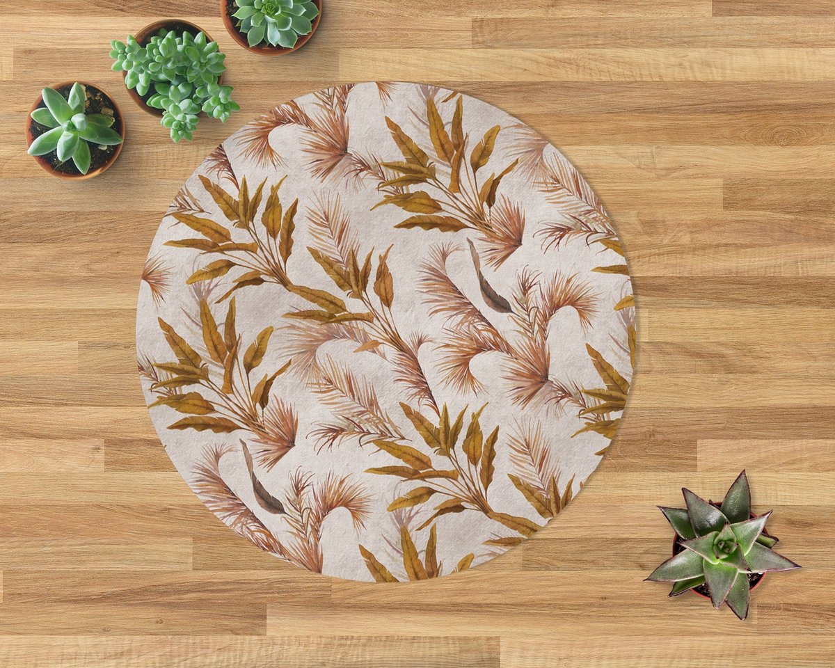 Coloray Vloerbeschermer - Natuurlijke weelderige vegetatie Stoel Mat - 100x100 cm - Bruin Computer Stoel Mat - Vloerbeschermer Bureaustoelmat - Mótif Vloerbeschermer - Ronde Mat - Natuur Thema