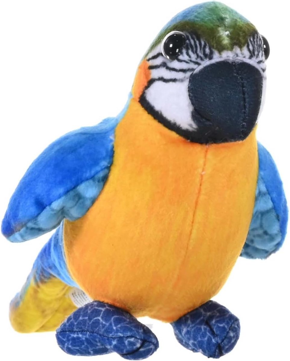 Pluche Ara Papegaai Speelgoed Milieuvriendelijk Blauw Geel 11,4 cm