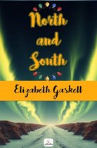 Boekomslag van 'North and South' door Elizabeth Gaskell, tegen een achtergrond van het noorderlicht.