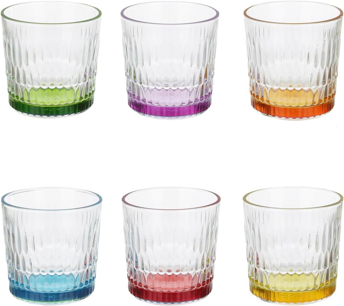 Set van 6 Gekleurde Waterglazen voor Drankjes