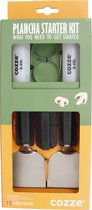 Kit de Démarrage Plancha Cozze® - Ensemble Complet de 9 Pièces pour Cuisson Extérieure avec Acier Inoxydable et Boutons en Bois