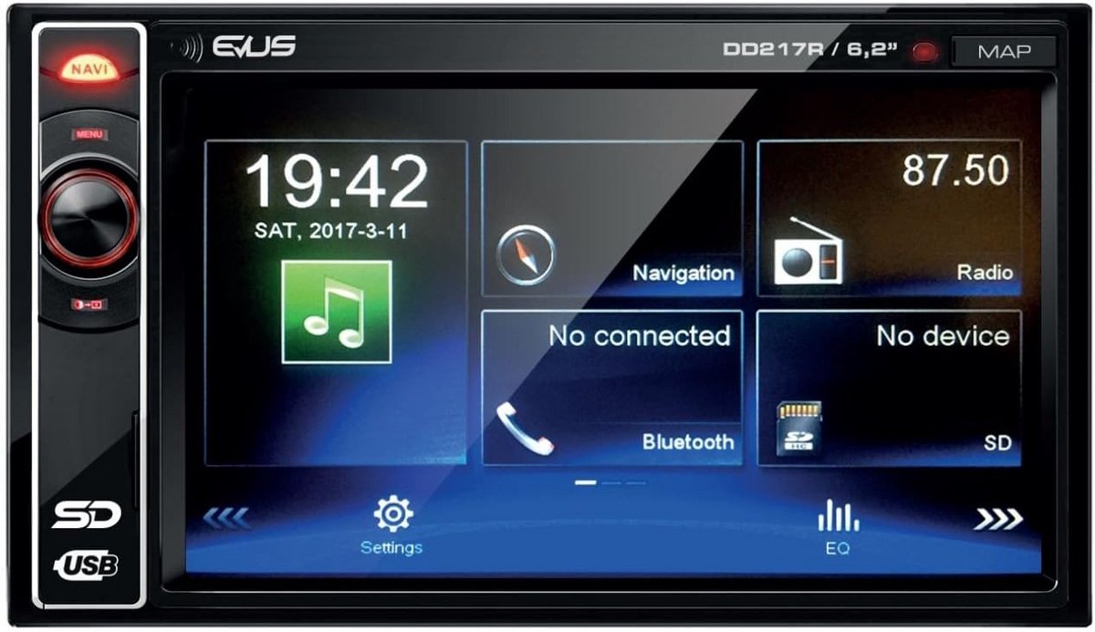 Autoradio 2-DIN met 6.2 inch touchscreen en voorbereiding voor navigatie