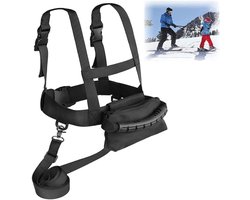 Skigordel voor kinderen -Skituigje kinderen - Ski Harnas - Oefengordel - Veiligheidsgordel - Met afneembaar sleeptouw - gemakkelijk te trekken handvat - Geschikt voor kinderen en beginners Schaatsen, Skateboarden, Snowboarden, Skaten - zwart