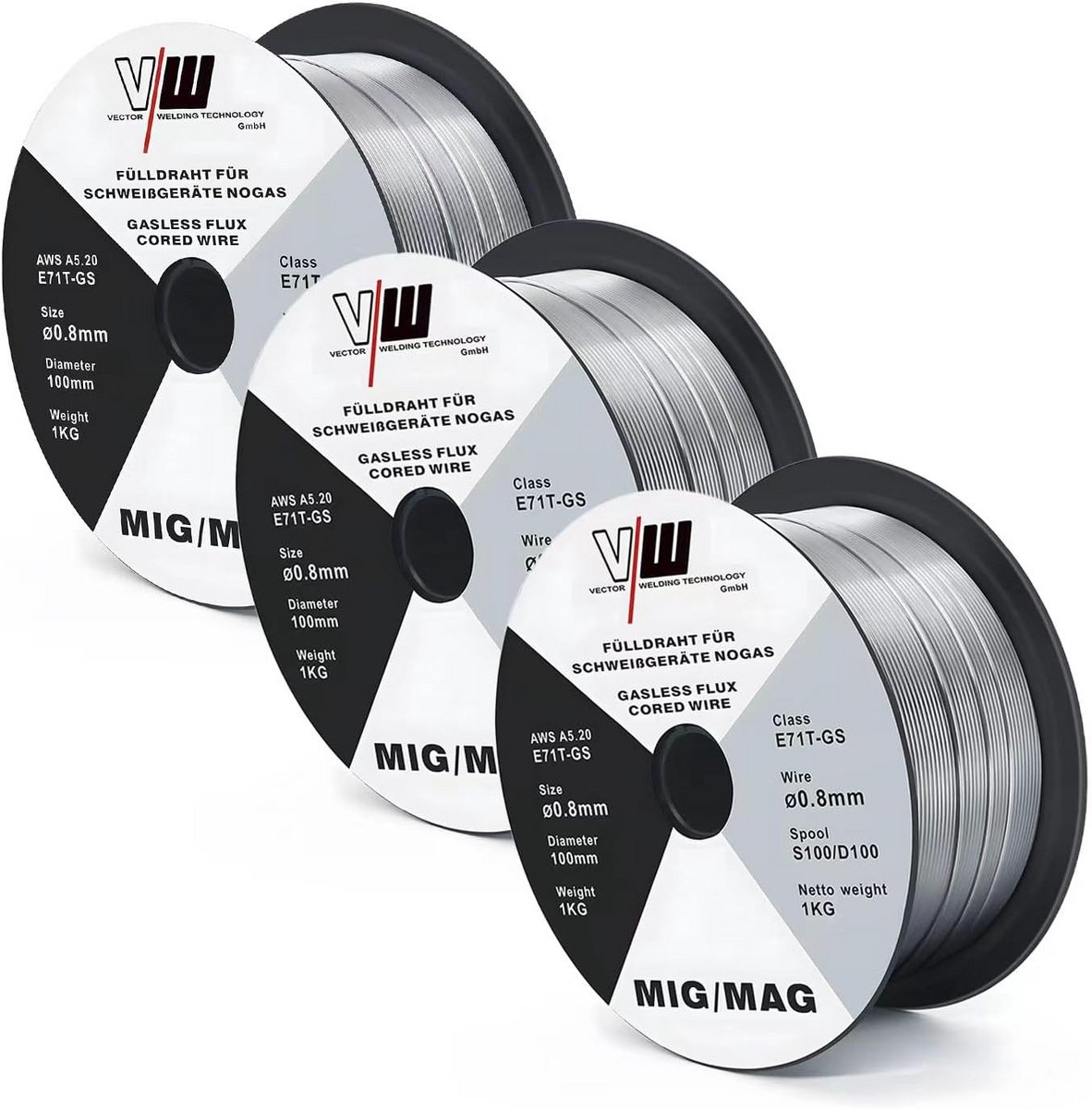 3x 1kg MIG/MAG Lasdraad E71T-GS Vuldraad 0,8mm D100/S100 - Lassen Staal & Aluminium