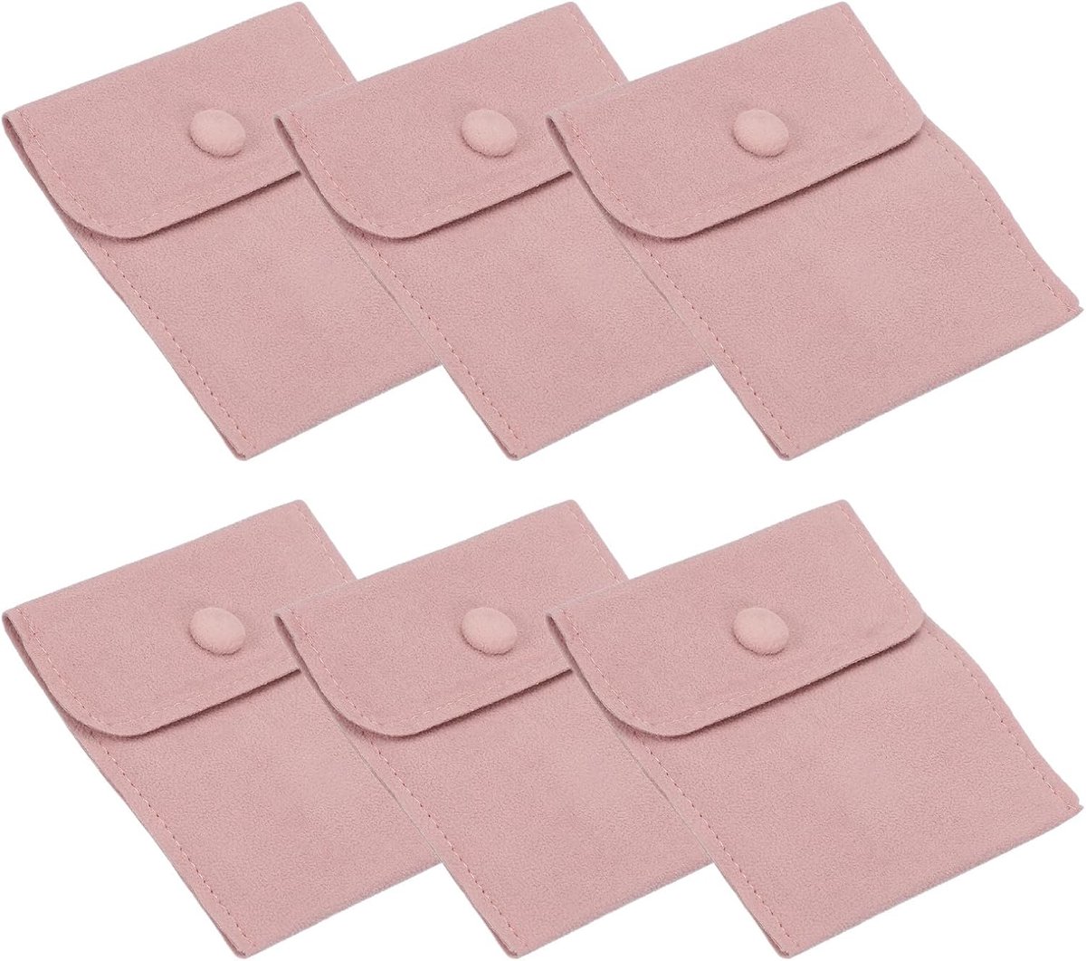 9x4 inch Jewelry Pouch - 6 Pcs Soft Velvet Pouches - Push Button Portable Storage voor Ringen - Kettingen - Armbanden - Oorbellen - Horloges - Roze