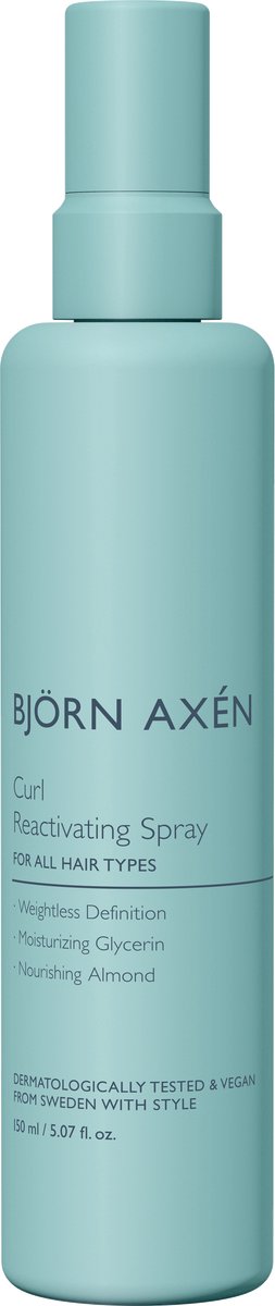 Björn Axén Curl Reactivating Spray 150 ml – Heractivator Voor Gedefinieerde, Veerkrachtige Krullen – Hydrateert, Temt Pluis & Herstelt Curls Tussendoor – Voor Golvend & Krullend Haar - Vegan & Dermatologisch Getest