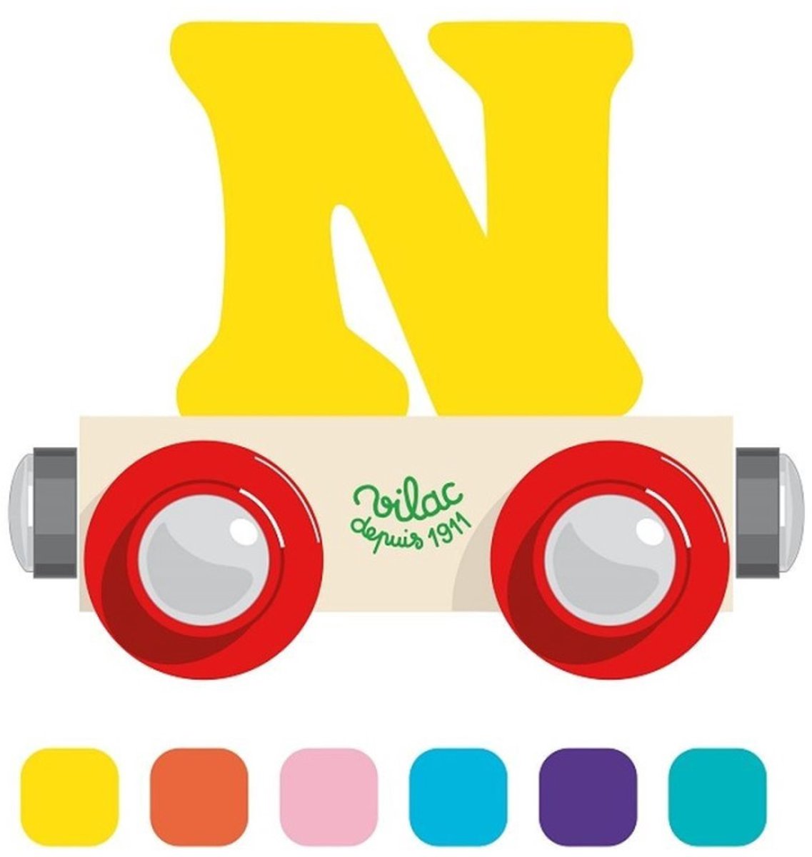 Vilac houten speelgoed wagon letter N - educatief speelgoed.