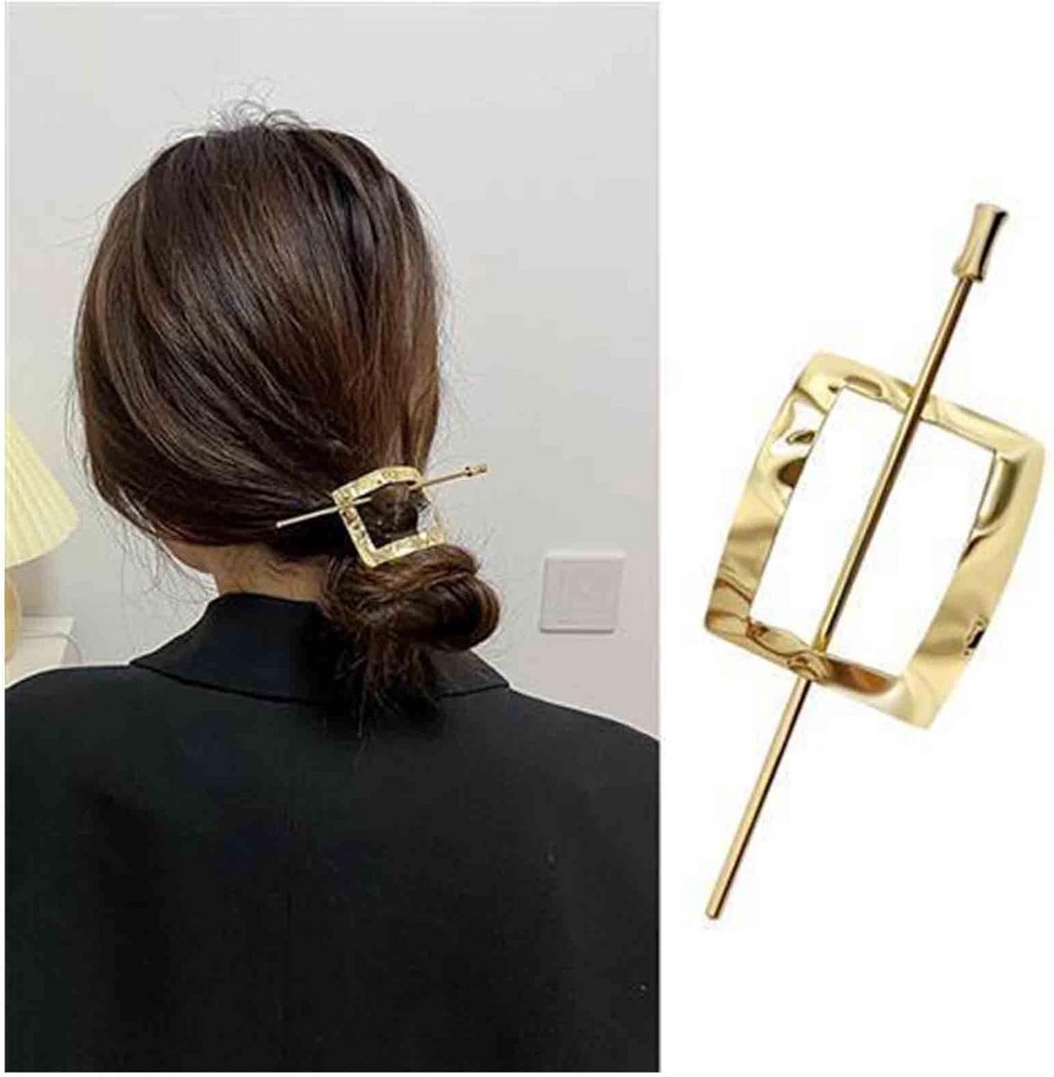 Vintage Geometrische Haarspeld Vierkant Metalen Vrouwen Haaraccessoire