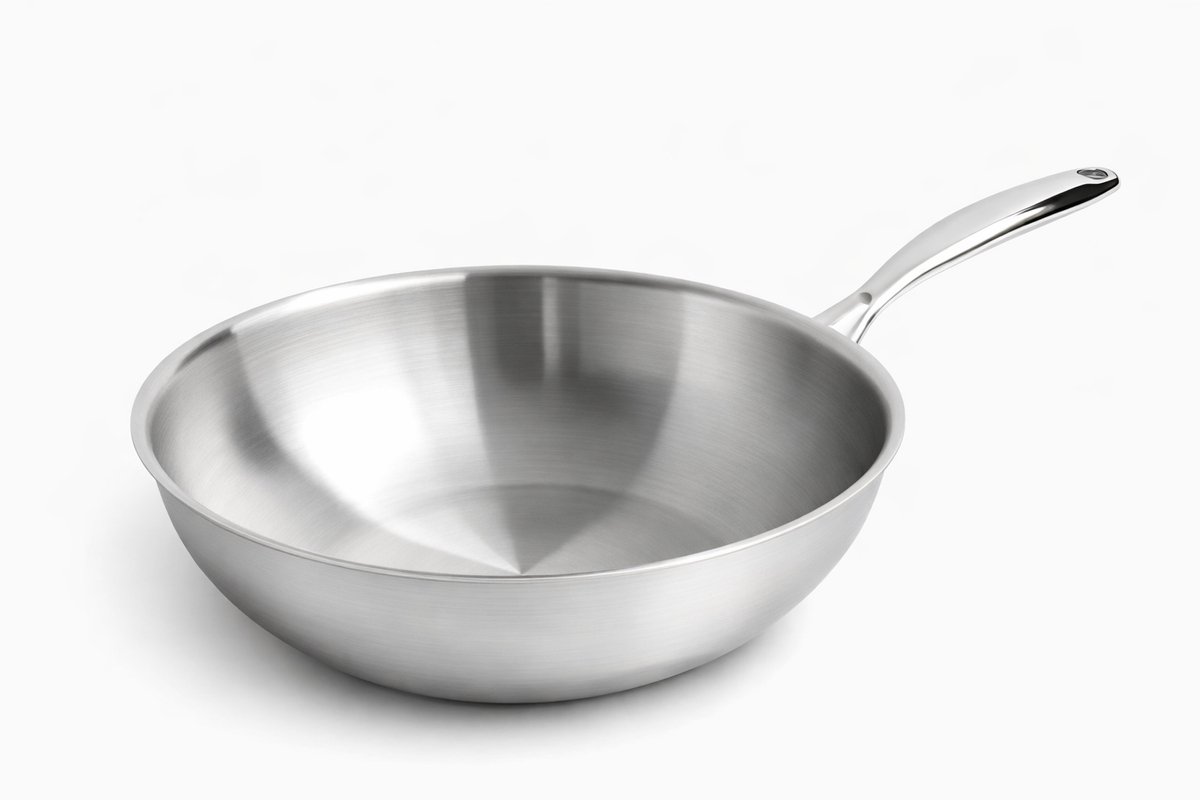 Wokpan Ø 28cm - RVS - Inductie - Universeel bruikbaar - PTFE en PFAS vrij