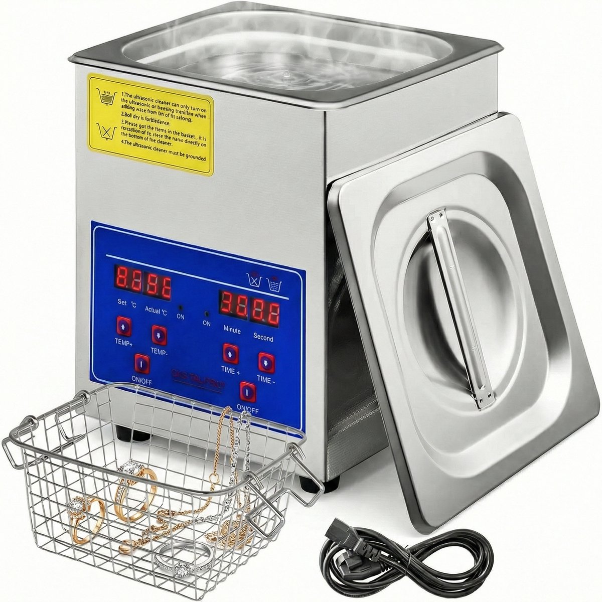 Aiverig® Ultrasoon Reiniger 2 Liter – Ultrasonic Cleaner met Verwarming & Timer – Sieradenreiniger & Brillenbad – Professionele Schoonmaak met Digitaal Display – Inclusief Mandje – Voor Brillen, Sieraden & Gereedschap – 17,7×16,5×22 CM