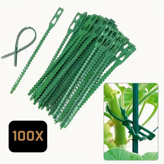 Foto: Lukardie verstelbare plantenbinders 100 stuks 13cm groen hersluitbare plantenclips boombinders plantenondersteuning geleiding duurzaam kunststof