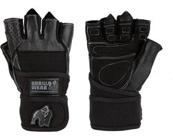 Gorilla Wear Dallas Fitness Handschoenen met Wrist Wraps - Trainingshandschoenen met Grip & Polssteun - Voor Bodybuilding & Krachttraining - Zwart - M