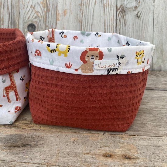 Lovely Stitches Commodemandjes Jungle Dieren Terracotta – Set van 2 — afbeelding 3