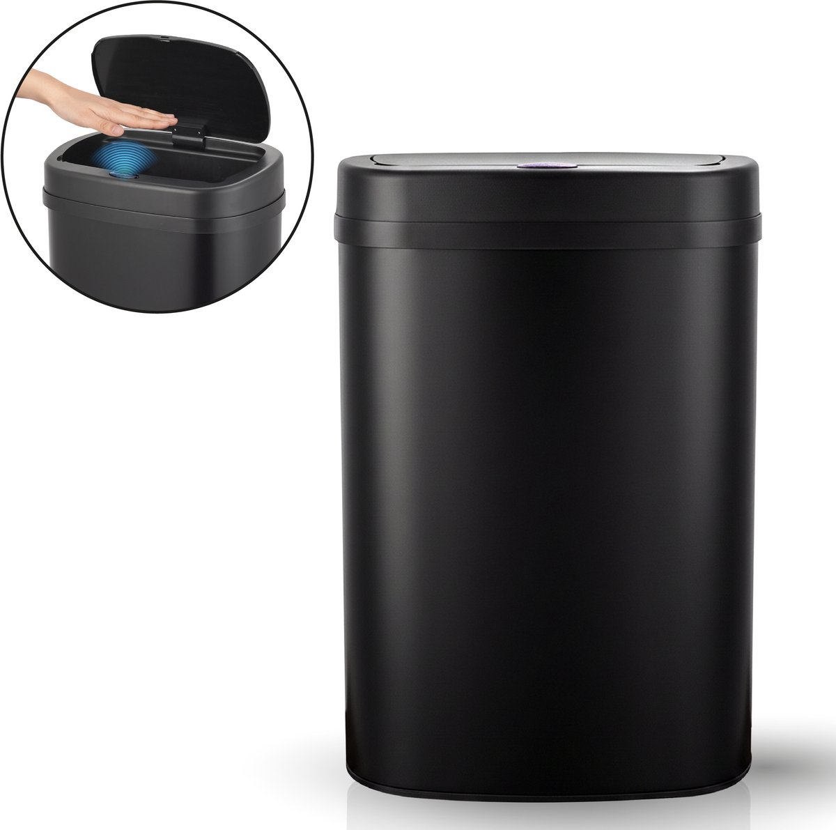 ADSafety Prullenbak met Sensor - 60 Liter - Afvalbak RVS - Vuilnisbak - Soft Close Deksel - Zwart