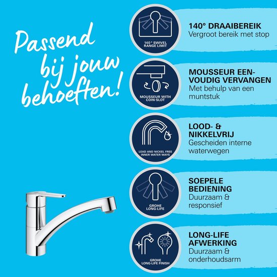 Mitigeur d'évier, chrome