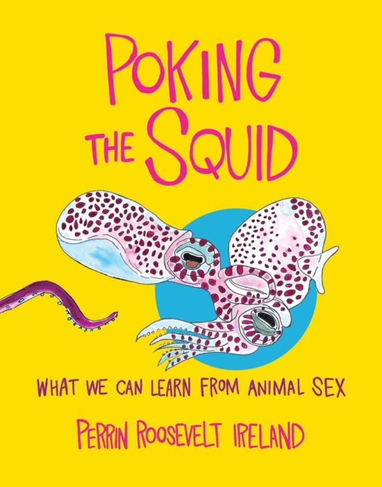 Boek "Poking the Squid" met een gele achtergrond en een getekende octopus met roze stippen.