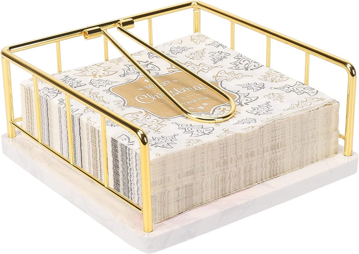 Servethouder - Papierdispenser - Keuken Organiseren - Verzwaarde Spanarm - 19x18x7 cm - Goud