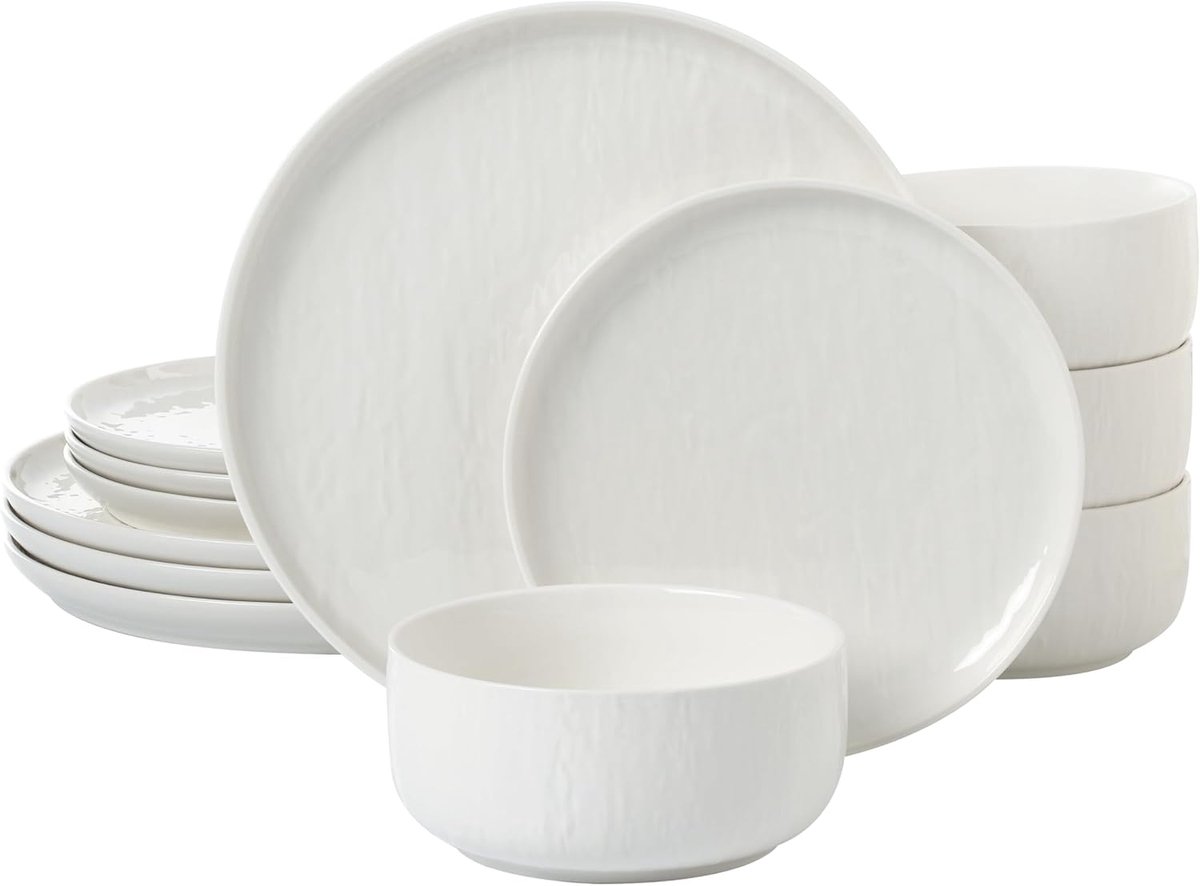 Servies Set - Aardewerk Servies - Dineren Thuis - Beschermende Glazuur - Service Voor Vier - Wit